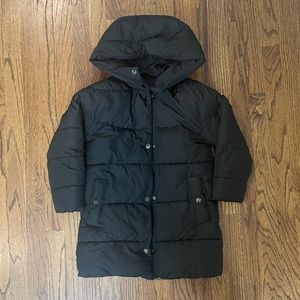 Zara kids winter puffer, black, size 8
